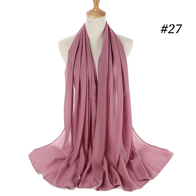 Musulman en mousseline de soie Hijab femmes bulle en mousseline de soie écharpe pour femmes dames voile musulman Islam couleur unie malaisie Musulman Wrap foulards