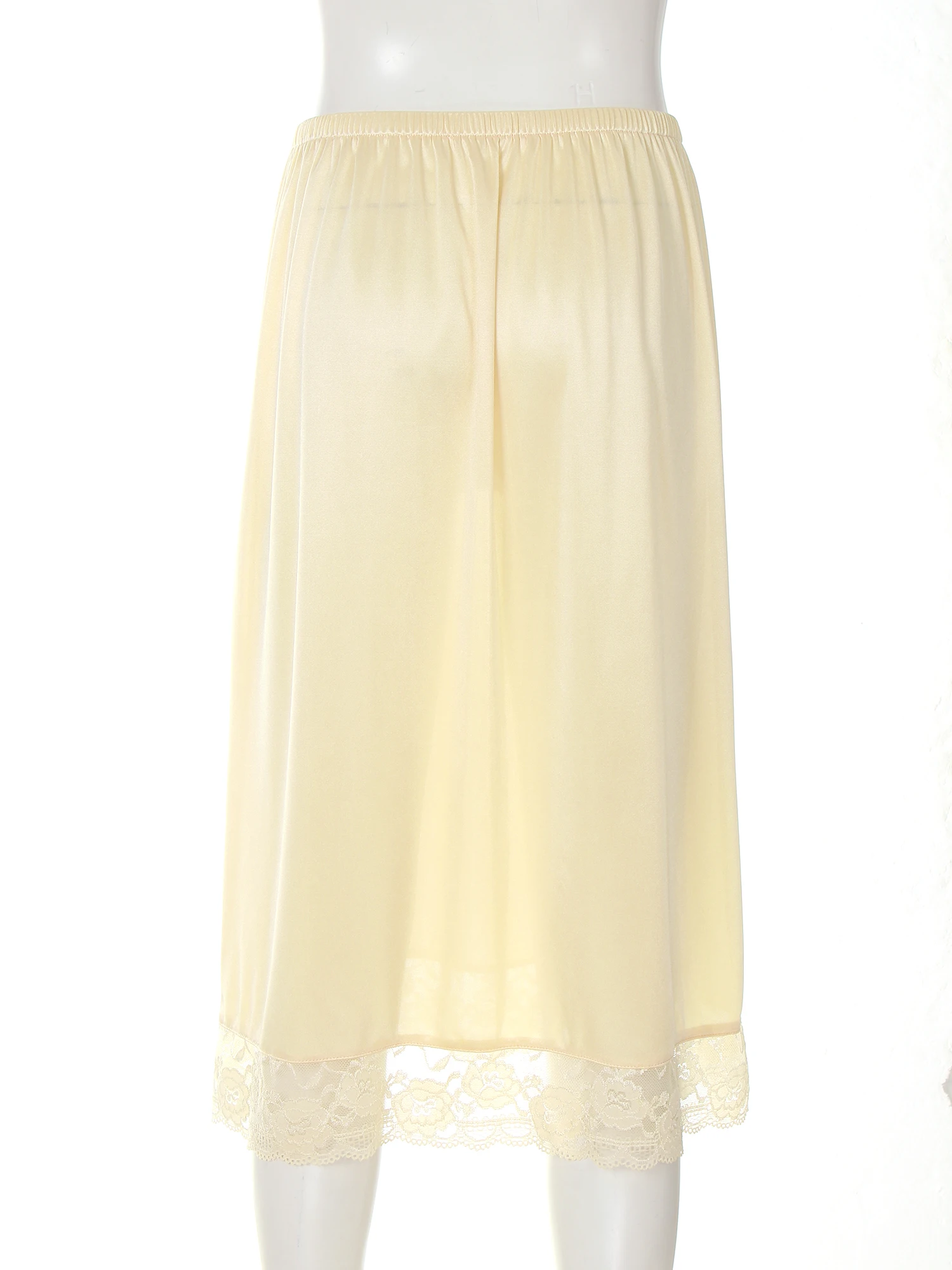 Women Girls Lace Underskirt Ice Silk Smooth Anti-glare Skirt Petticoat Under Dress Long/Short Safety Skirt Half Slip Dress for Petticoat Skirt,Half Slip Skirt