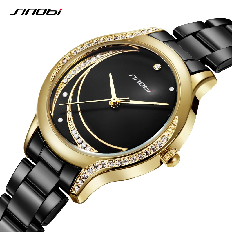 SINOBI Top Luxury Ladies Watch Original Design Diamond Woman's Quartz Wristwatches Gifts Clock for Wife Female Hot Sales Watches