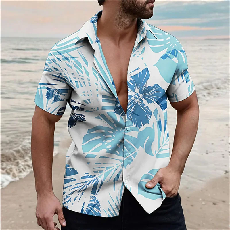 Flower Pattern Social Casual Vacation Fashion Floral Y2k Harajuku Leaves Hawaiian Shirts For Men Clothing Daily Beach Camisa Hot