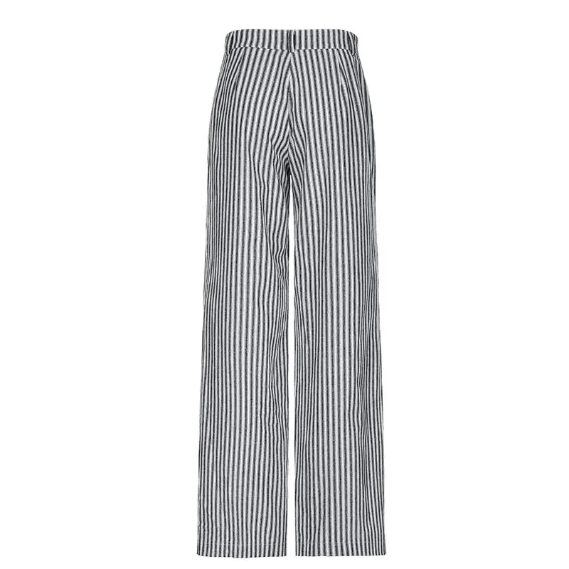 2024 Vintage Contrast Striped Casual Pants Women Y2K Streetwear Hot Girls Loose Fashion Street Low Waist Straight Pants NWQ61
