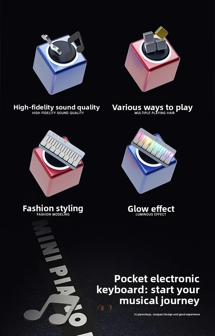 Childrens Mini 7-Key Multifunctional Electronic Keyboard Piano Seven Color Light Portable Instruments Educational Toys for Kids