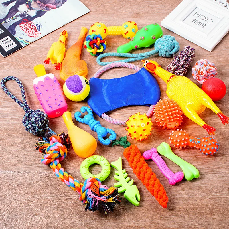 New Dog Toys Pet Ball Bone Rope Squeaky Plush Toys Kit Puppy Interactive Molar Chewing Toy for Small Large Dogs Pug Supplies pet toys plush bone chicken legs molar teeth toy pet supplies dog toys for small dogs puppy accessories dog supplies