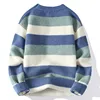 Men's Striped Sweater O-Neck Casual Knit Pullovers Fashion Long Sleeve Knitted Sweater Men Autumn Winter Warm Y2K Knitwear Tops 2
