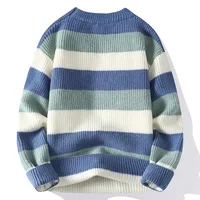 Men's Striped Sweater O-Neck Casual Knit Pullovers Fashion Long Sleeve Knitted Sweater Men Autumn Winter Warm Y2K Knitwear Tops 2