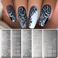 1PC 12*6cm Heart Love Valentine Nail Template Plate Leaves Floral Geometric Line Design Stamping Plates  Mold Nail Stencil Tools 2