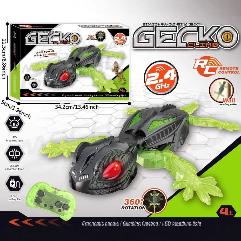Rechargeable Wall Climbing RC Lizard Toy Remote Control with LED Eyes Climber Gecko Robot Toy Realistic