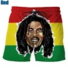 Rock Singer Bob Marley Reggae Rasta Pattern Board Shorts 3D Printing Men's Outdoor Leisure Sports Gym Shorts Men Swimming Trunks 4