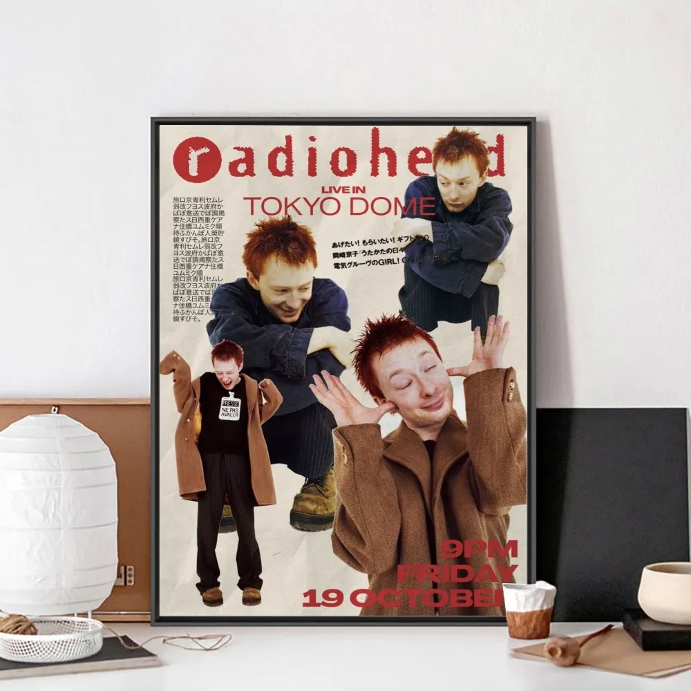 Vintage Posters Poster Prints Vintage Rock Band Characters Radiohead Poster No Framed Poster Bar Paper Vintage Wall Painting Bedroom Study Stickers