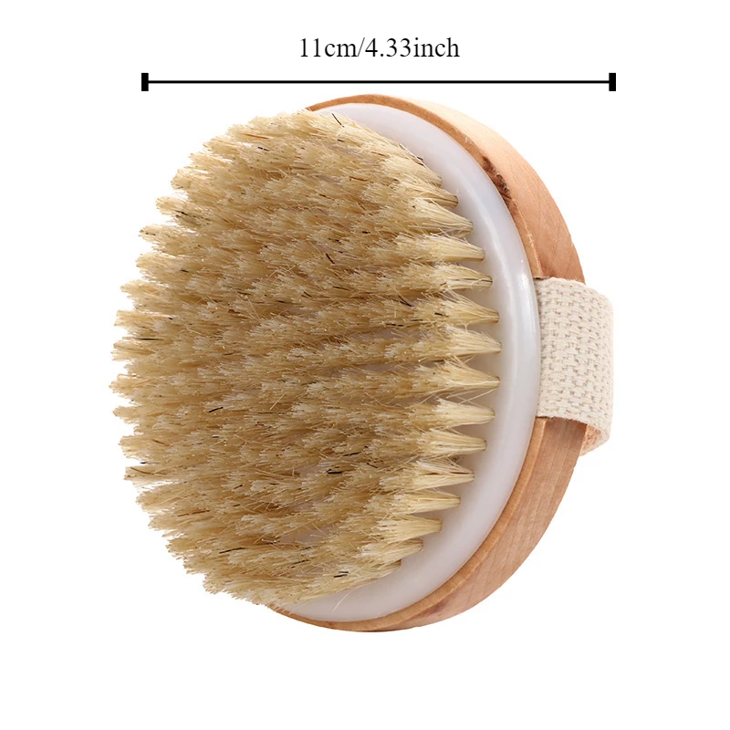 Handheld Natural Wooden Bristle Body Brush – Soft Spa Shower & Bath Massager