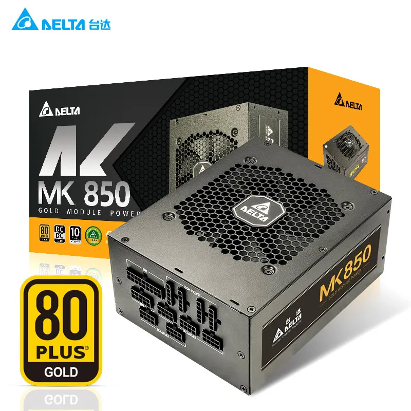 델타 850W 정격 전원 공급 장치 Mk850 골드 메달 풀 모듈형 컴퓨터 전원 공급 장치(더블 8핀/풀 전압/골드 메달 풀 모듈형/싱글 12V 출력/10년 보증)