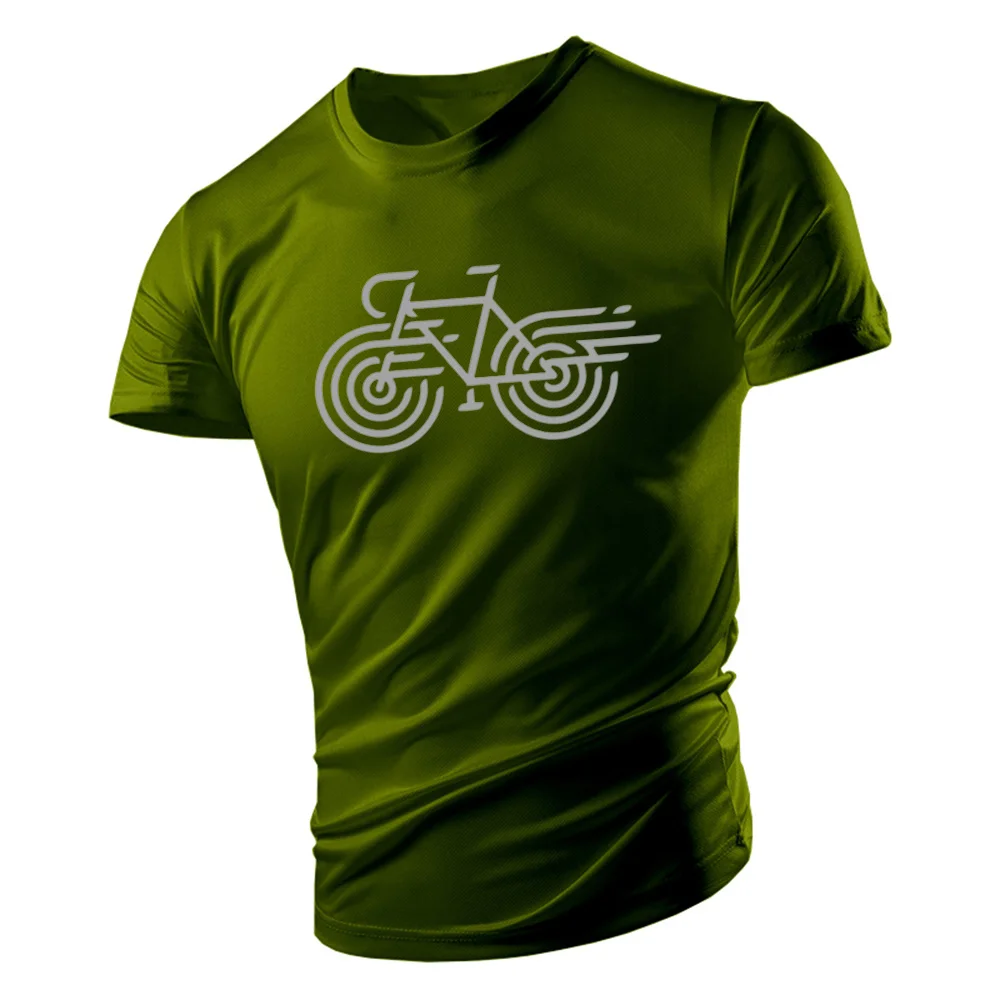 

Round neck oversized men's simple bicycle printed T-shirt outdoor sports short sleeved street men's T-shirt