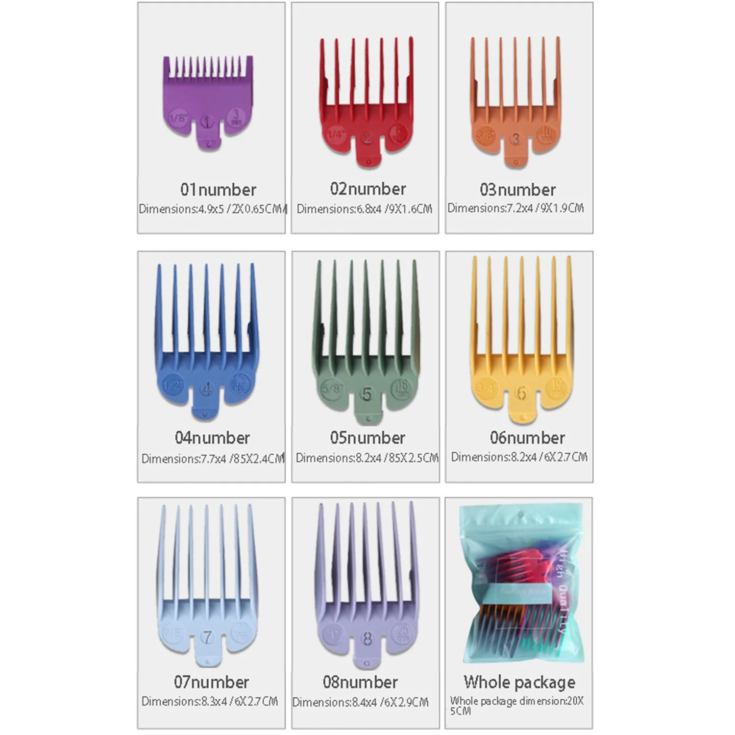 Professional Hair Clipper Replacement Sheath 8 Colors&Size Limit Comb Accessory Guide Comb, Suitable for Wahl Trimmers - Imagen 6