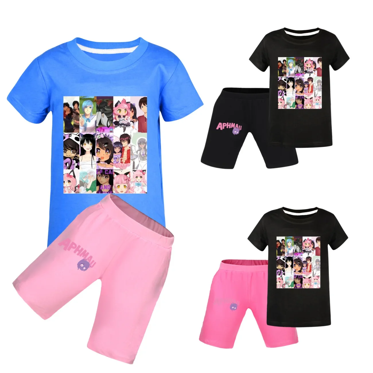 

2-14Years APHMAU Cat Clothes Kids Aaron Lycan T Shirt Toddler Girls Boutique Outfits Baby Boys Short Sleeve Tops Shorts 2pcs Set