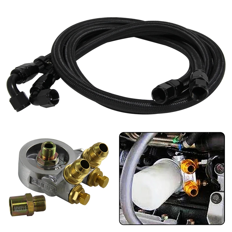 

Uinversal AN10 80 Degrees C176 F Thermostatic Oil Filter Adapter with 1.4m & 1.6m Oil Hoses Kit