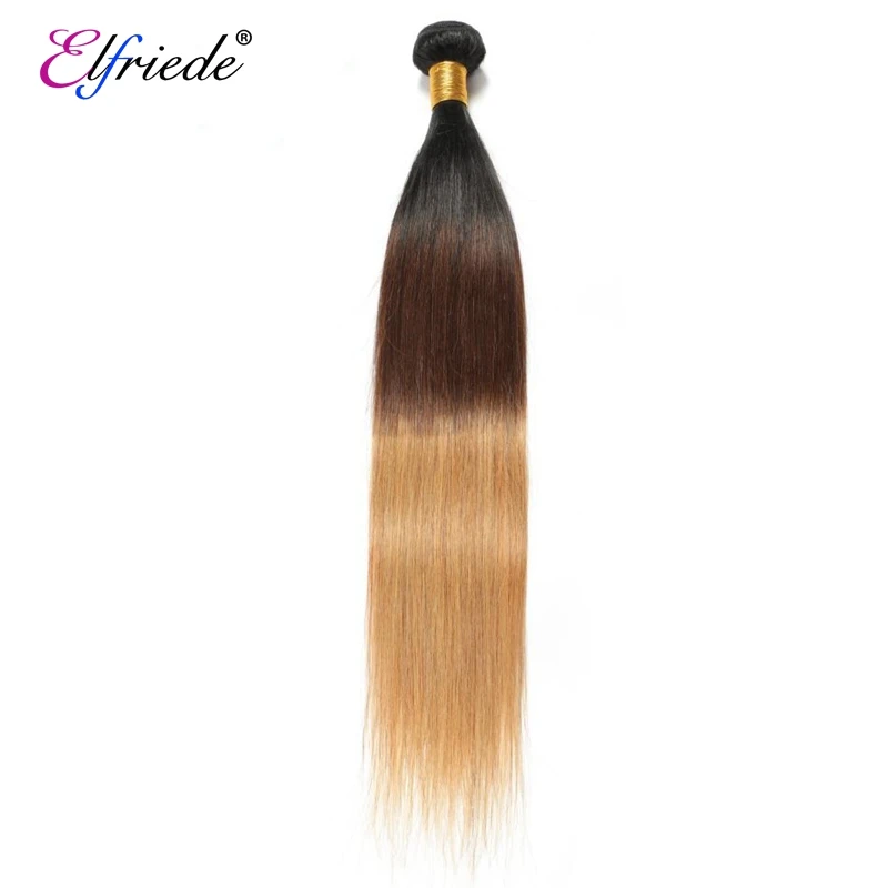 Elfriede #1B/4/27 Straight Ombre Colored Human Hair Bundles Human Hair Extensions 3/4 Bundles Deals Sew In Wefts