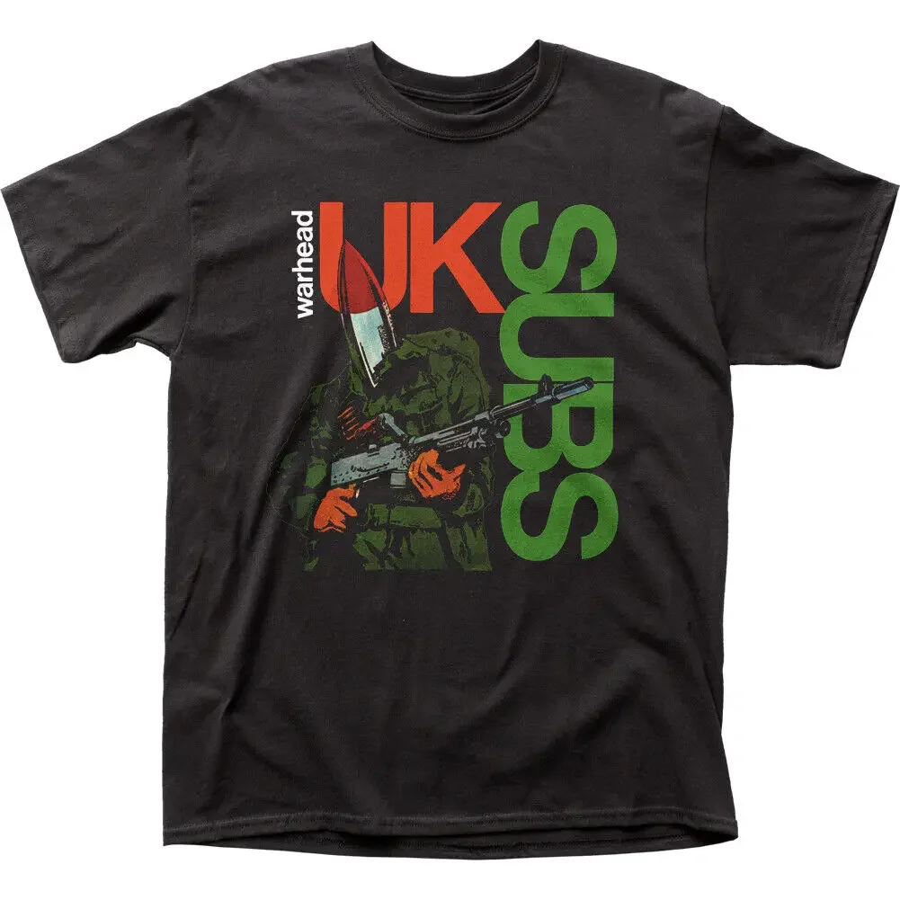 Uk Subs Warhead T Shirt Mens Con Licenza Rock N Roll Music Retro Band Tee New Black