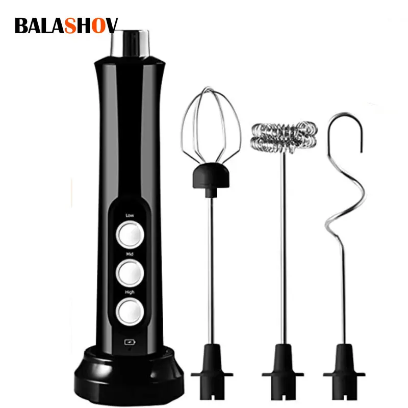 3 In 1 Wireless Rechargeable Electric Milk Frother Foam Maker Handheld Foamer High Speeds Drink Mixer Coffee Frothing Wand milk frother,electric milk frother
