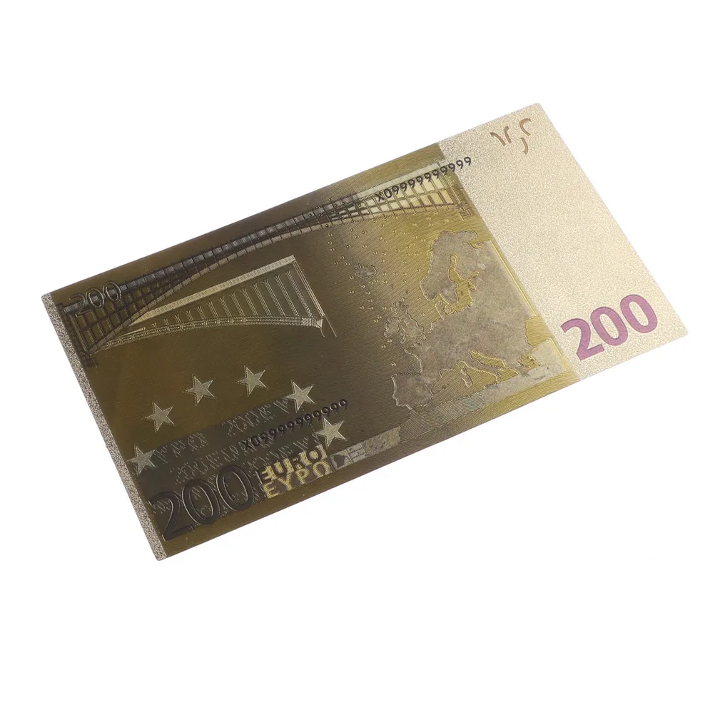 Euro Banknote Crafts 7pcs Euro Banknote Gold Foil Paper Money Crafts Collection Note Currency