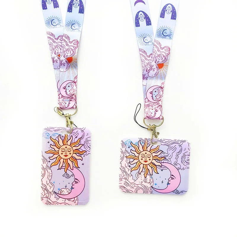 

Retro Sun Moon mobile phone with lanyard office ID card set badge rack neck with key ring lanyard jewelry Lasso