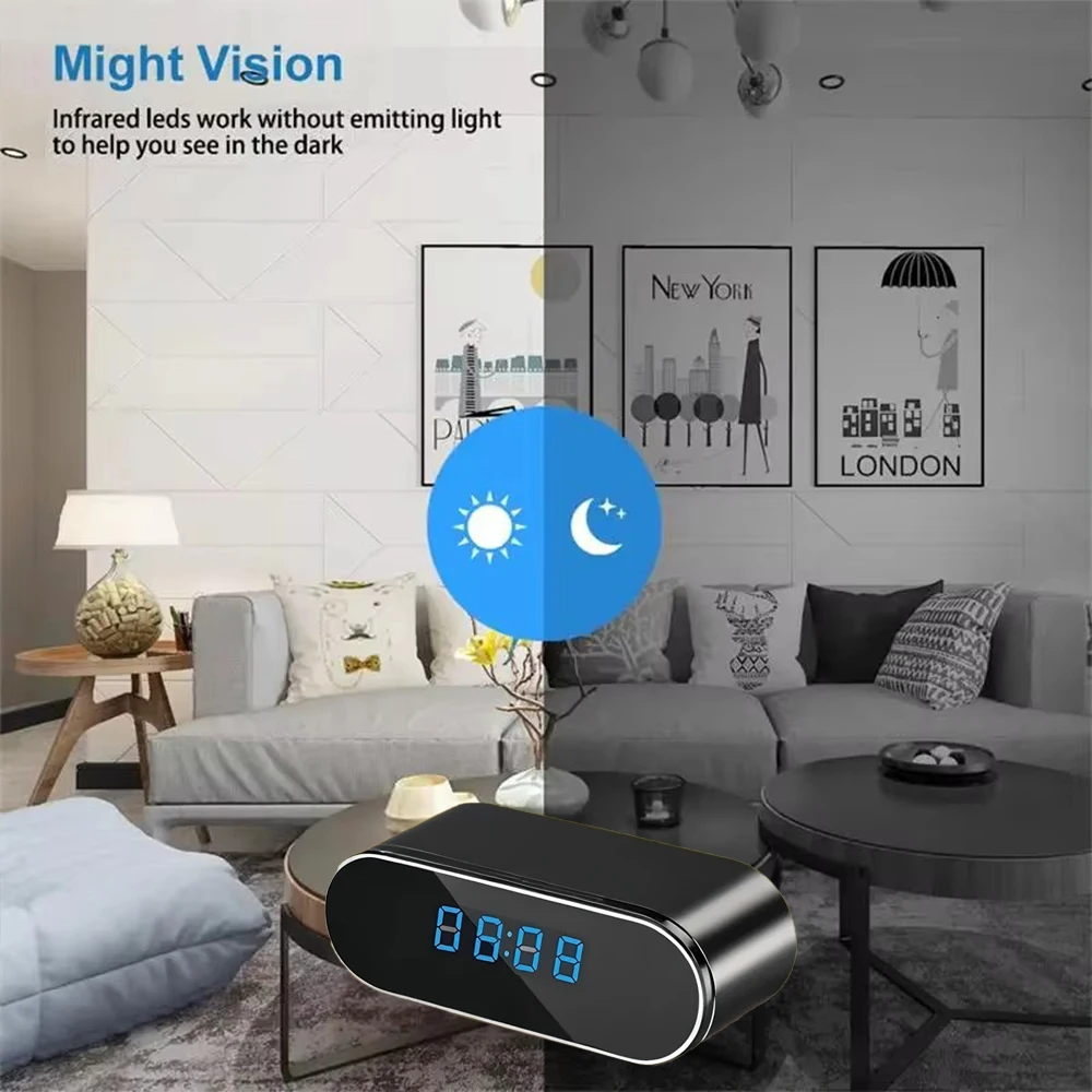 New 4K HD Mini Clock WiFi Camera with Infrared Night Vision, Motion Detection, Remote Viewing, Home Wireless Camera 4