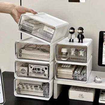 Organizer ลิ้นชักเอกสารสํานักงาน Sundries ผู้ถือโปร่งใสเดสก์ท็อปแต่งหน้าลิ้นชักโต๊ะ Organizer ลิ้นชักตู้เครื่องเขียน 1