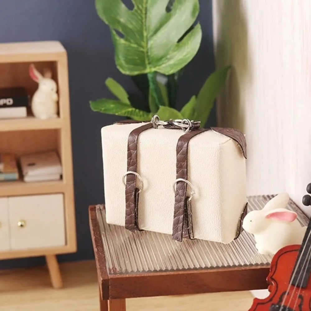 Dollhouse Furniture Doll Leather Luggage Miniature Suitcase Model Dollhouse Mini Suitcase Leather Portable