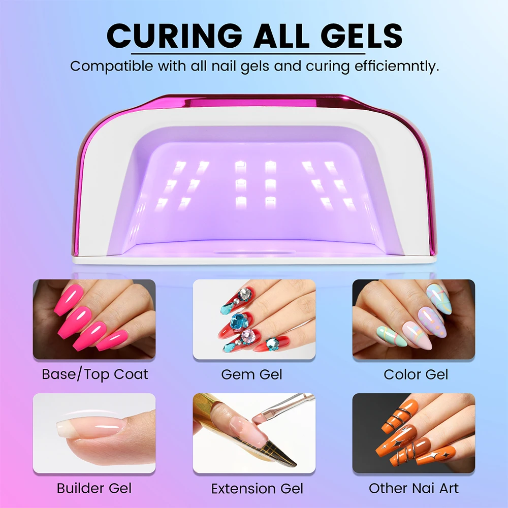 Cordless UV Nail Lamp 48LEDs 168W Professional LED Nail Lamp with Touch Display UV Light for Gel Nails Built-in 3-Timer Modes 6