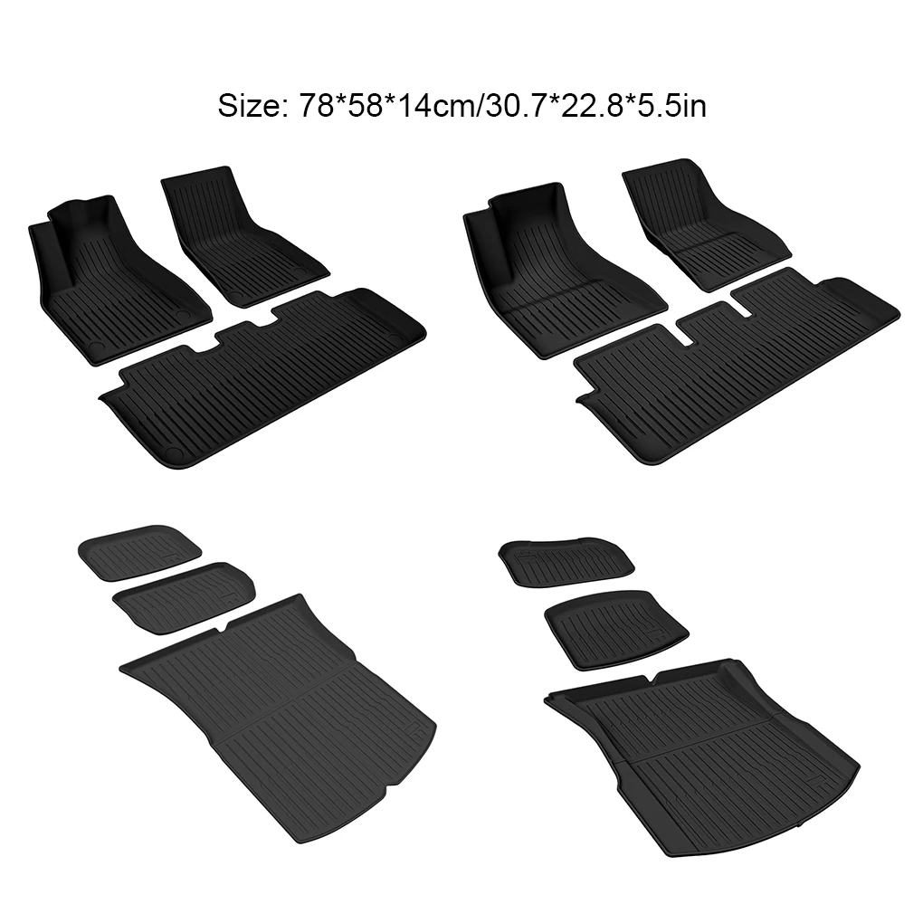 TPE Floor Mats for Tesla Model Y Model 3 2021-2024 All Weather Trunk Floor Mat Waterproof Non-Slip Cargo Liner Left Right Rubber