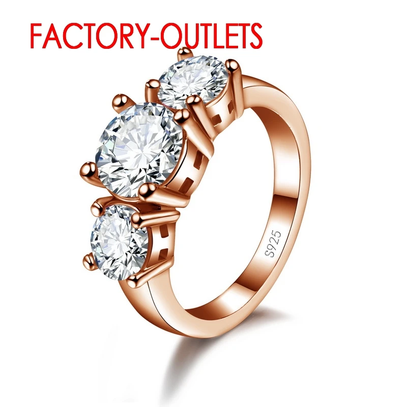Silver Ring 925 Sterling CZ Cubic Zirconia Prong Setting 7 Colours Fashion Jewelry Women Girls Party Engagement
