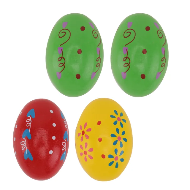 Wooden Egg Maracas Shakers Music Percussion Toy for Kids (Random Color) 1