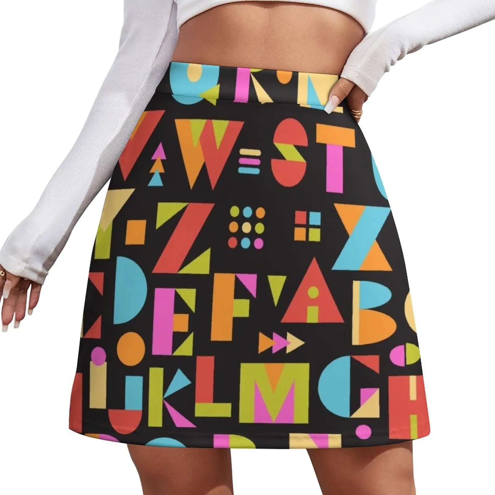 Color Block Alphabet Pattern Mini Skirt new in dresses korean style clothing Sexy mini skirt skirt for women
