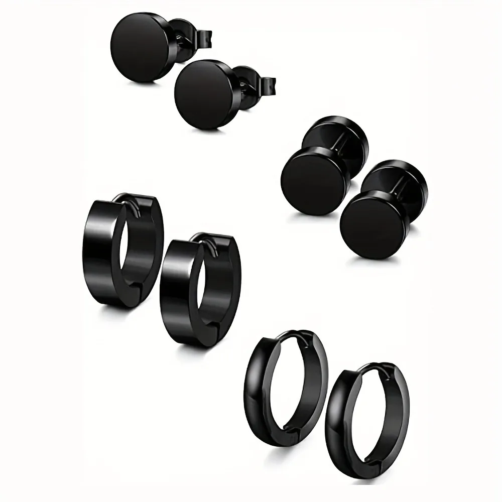 2 Unid/set De Pendientes De Aro Pequeños De Acero Inoxidable Para Mujeres Y Hombres, Color Dorado, Círculo Negro, Anillo De Oreja Grueso, Pendientes Huggie, Piercing De Aro Tan Jianjun Unisex