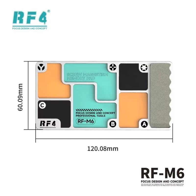 RF4 RF-M6 합금 자석식 나사 보관판 아이폰 태블릿 휴대폰 나사 트레이 플레이트 수리 도구 (롤링 방지 패드 포함)