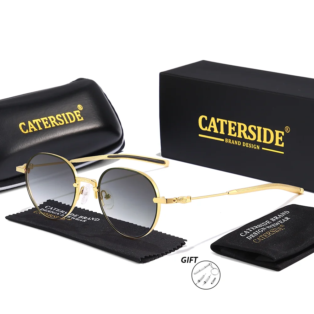 CATERSIDE Optische Sonnenbrille für Herren, Premium-Metall, kleiner runder Rahmen, Korrektionsbrille für Damen, Outdoor-Lesebrille für Kurzsichtigkeit – Detail 6