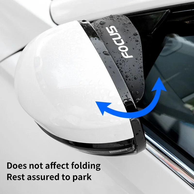 2PCS Car Rearview Mirror Rain Eyebrow for Ford Focus 2 MK2 MK3 MK1 MK4 RS Silicone Auto Sun Visor Shade Cover Protector Guards rearview mirror rain eyebrow