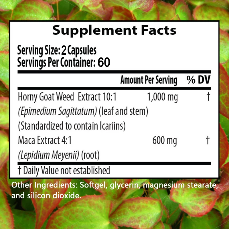 Epimedium Maca Capsules Dietary Supplement, Stamina, Performance Support, Improved Blood Circulation, Suitable for Men and Women