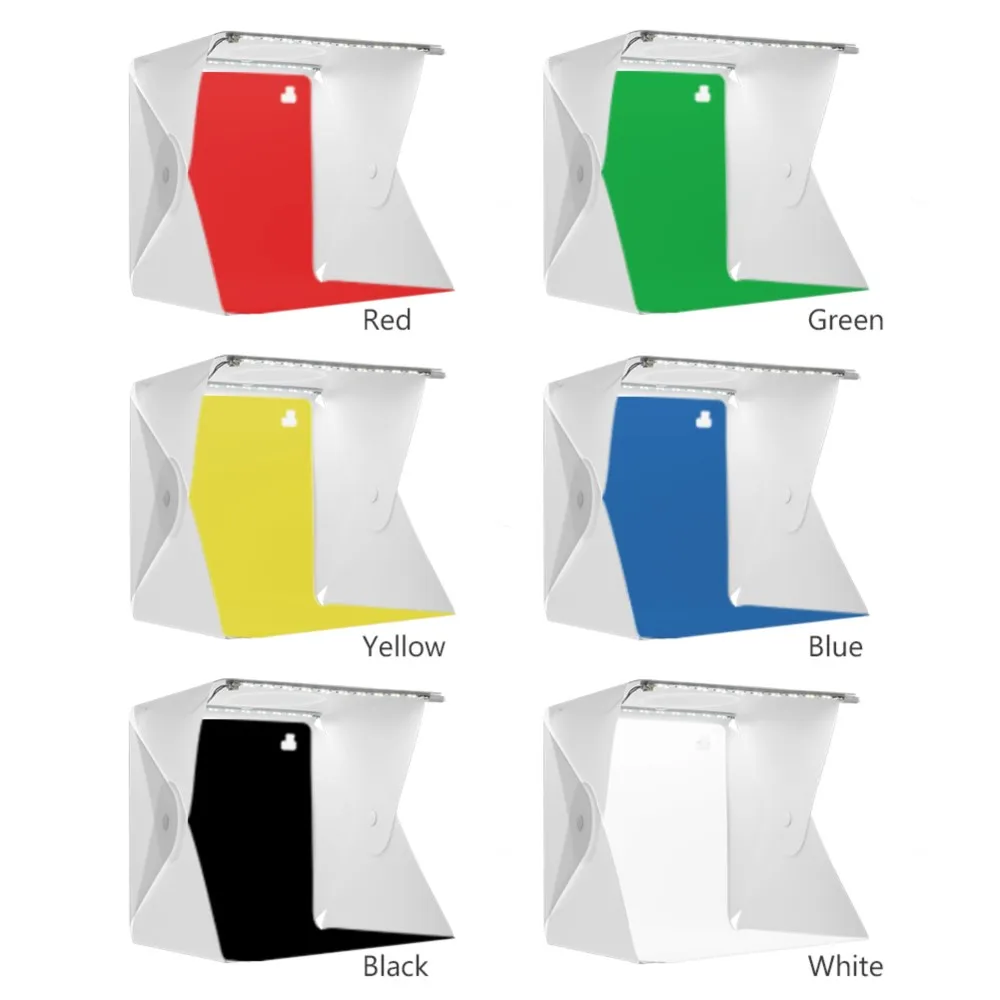 24.5x22x22cm Mini Folding Studio Diffuse Soft Box Lightbox With Double LED Light 6 Color Photography Background Photo Studio box