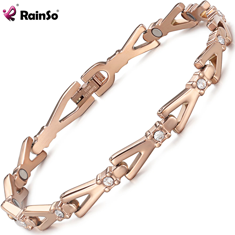 RainSo Magnetic Bracelets For Women Bio Energy Therapy 3500 Gaus Charm Health Luxury Stainless Steel Jewelry