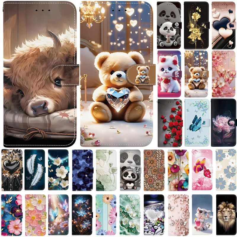 Cartoon Leather Wallet Phone Case Cover