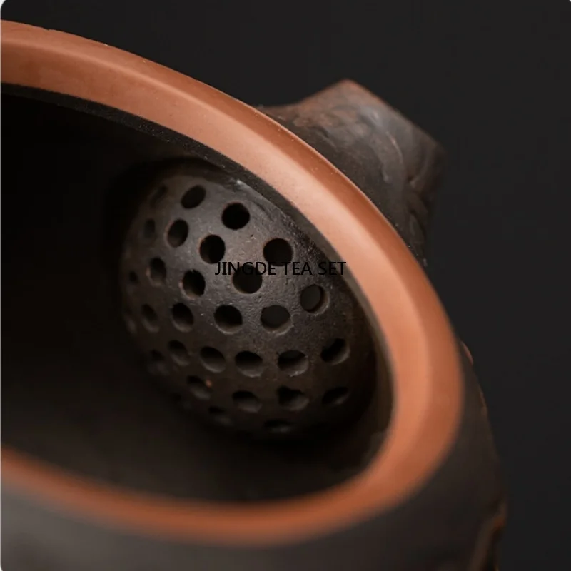 Small capacity purple pottery Xiao Long handmade antique relief teapot household kung fu tea set