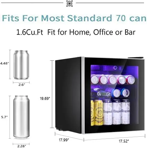 Star Mini Fridge Cooler 70 Can Beverage Refrigerator Glass Door for Beer Soda Wine Small Drink Dispenser Clear Front D 4