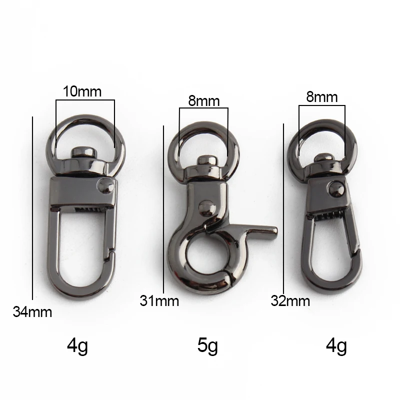 8MM 10MM Metal Snap Hook Swivel Eye Trigger Clip Clasp For DIY Bags Shoulder Strap Belt Buckle Webbing Leather Craft Accessories