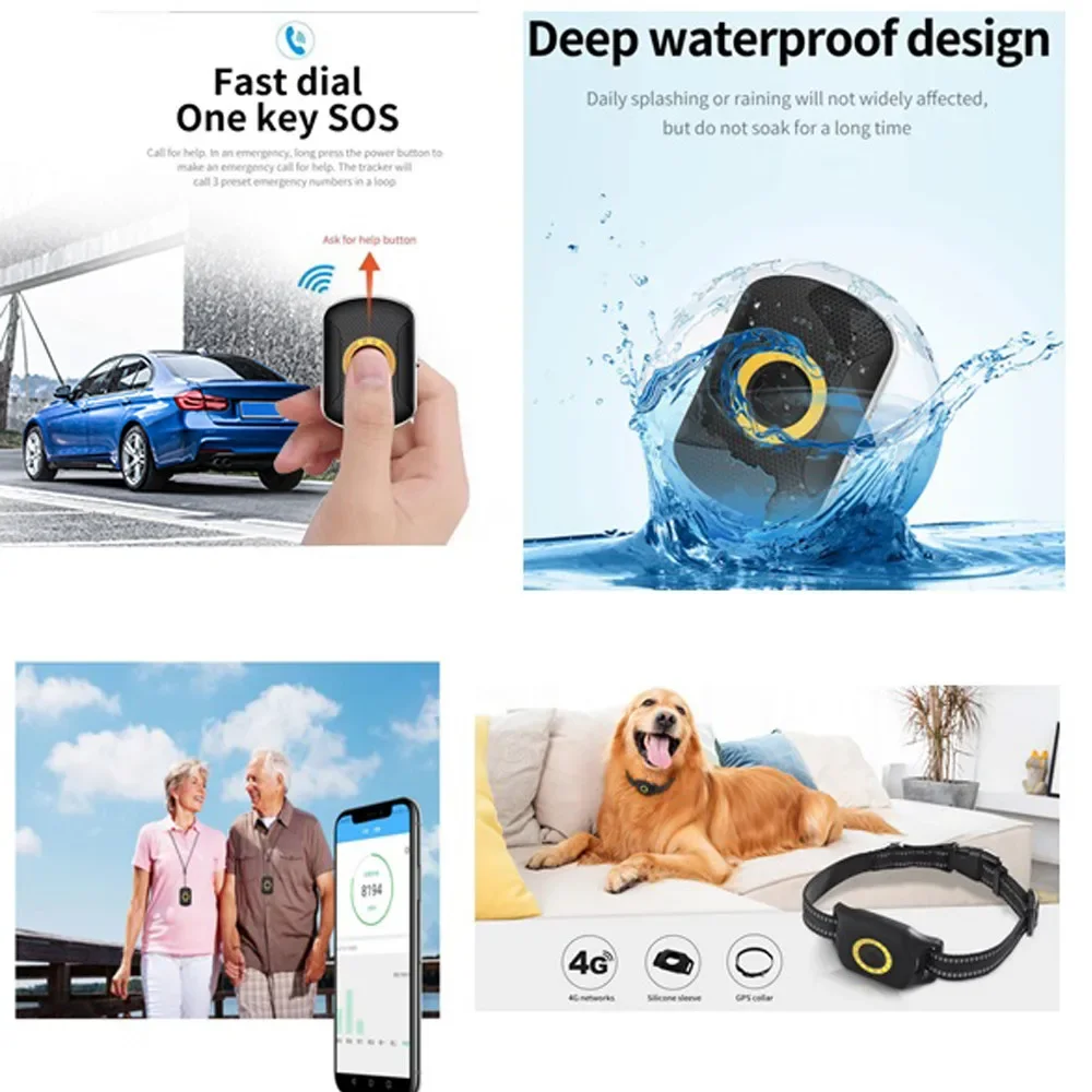 4G Waterproof Pet GPS Tracker Dog Tracking Collar Key Finder GPS Tracker SOS Smart Kids Locator Mini Cat Anti-Lost Alarm Locator