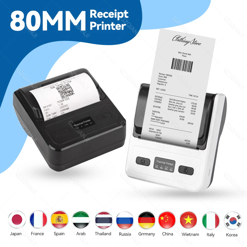 mini phone printer GOOJPRT 3 Inch Portable Thermal POS Printer Machine 80mm Receipt Bill Printers Maker Bluetooth Printer Mini Maker For Loyverse mini color printer