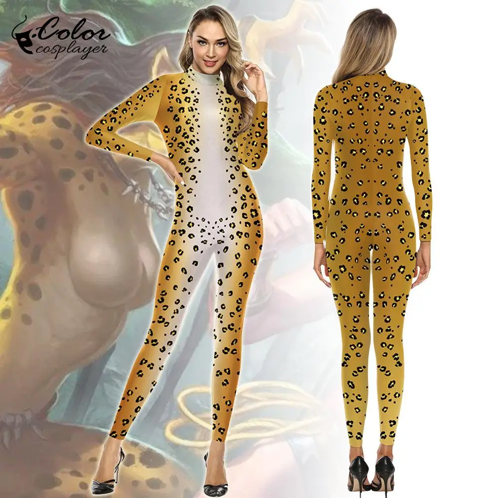 Color Cosplayer Women Bodysuits Animal Cosplay Long Sleeve Slim Female