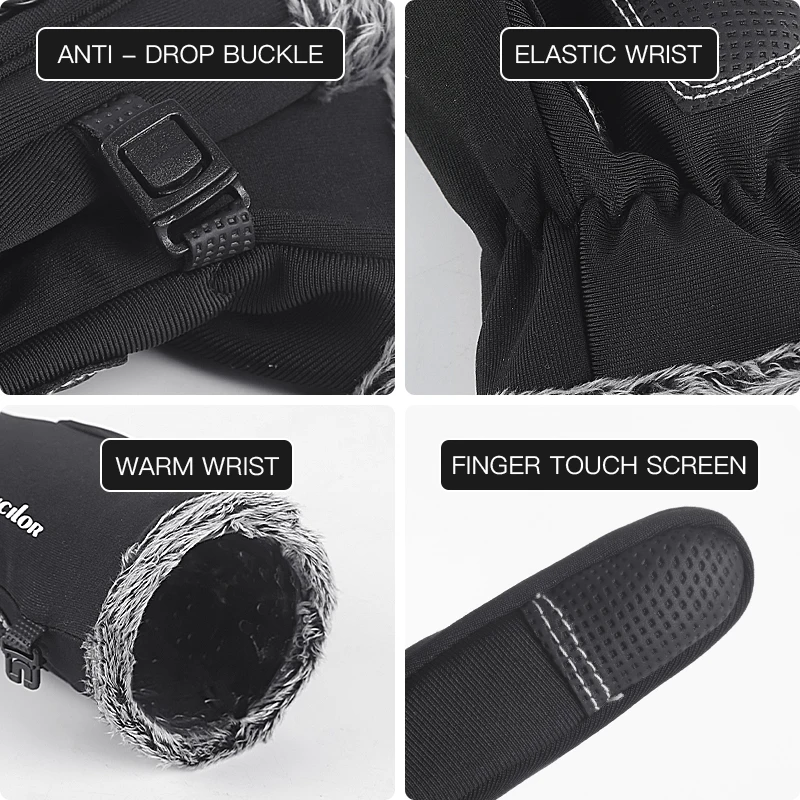 Gloves Winter Thermal Fleece Lined Resistant Waterproof Touch Screen Non-slip Motorbike Riding Glove For Men Women