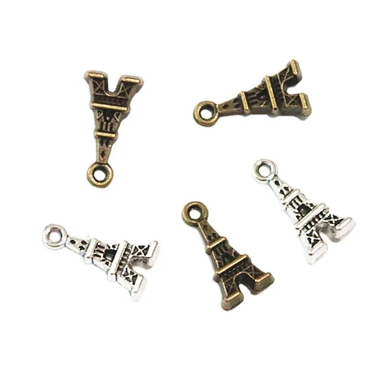 

60Pcs Tower Charms 15.5*8MM DIY Jewelry Making Fit Bracelet Necklace Vintage Antique Silver Plated Bronze Color Pendant