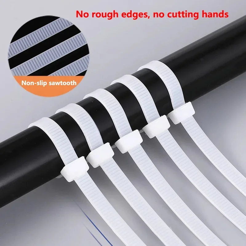 Self-locking Plastic Nylon Tie 3*100 3*150 4*200 Cable Tie Fastening Ring Zip Wraps Strap Nylon Cable Set 250/1000PCS