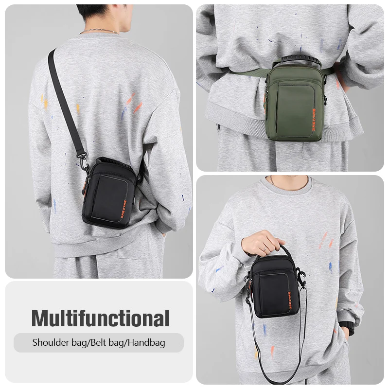 Men's Solid Color Crossbody Bag Multifunction Outdoor Sports Small Bags Large Capacity Single Shoulder Bags New Handbag XA137C